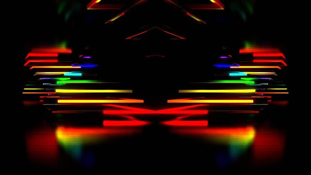 Moving Multicolor Neon Kaleidoscope Background VJ Loop in 4K