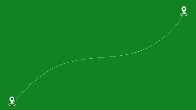 Two location point travel plane animation. Travel and vacation concept with alpha channel 4K video. on transparent background.