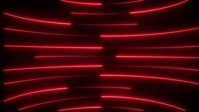 Neon lights blinking lines moving animation. Seamless loop animation of glowing neon line. 4k animation Horizontal glowing colorful neon line animation .