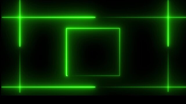 Rectangular fire effect animation. Fire flame gradually appearing in a rectangle frame. Abstract neon line picture frame background neon glowing