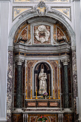 Obraz premium Baroque marble altar with Madonna and Child sculpture in Sicilian church, Caltagirone, Italy