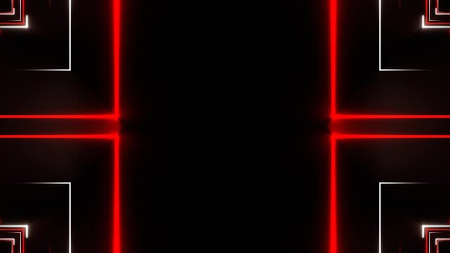 Red and White Seamless Neon Squares Kaleidoscope Background VJ Loop in 4K