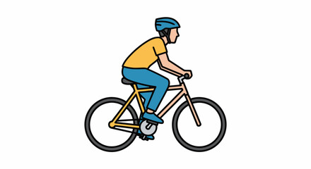 Fototapeta premium Cyclist Wearing Helmet Riding Bicycle Vector Illustration