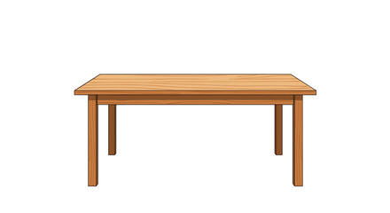 Fototapeta premium Simple rectangular wooden dining or office table with four legs is isolated on a white background for interior furniture decor.