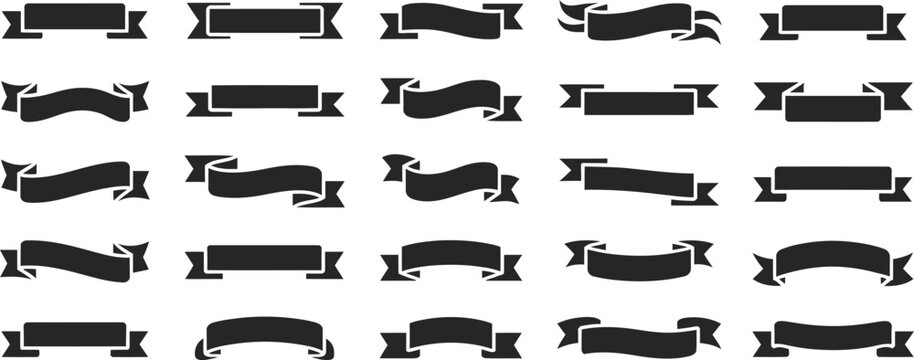 ribbon banner decorative elements black ribbon scroll and pennant