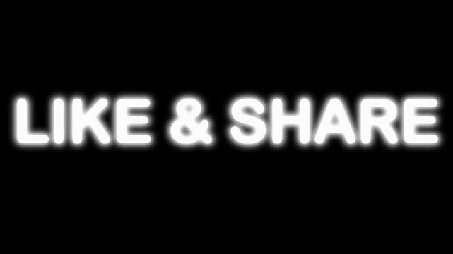 Youtube Callout Transparent 'LIKE & SHARE' Neon Sign morphing Red to White with Strobe flickering effects
