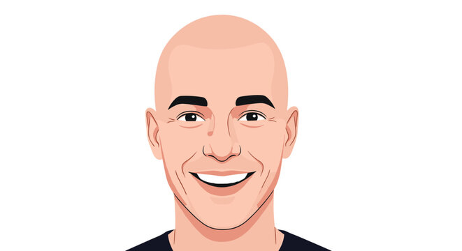 Portrait of a smiling bald man with a friendly expression looking directly at the camera on a white background.