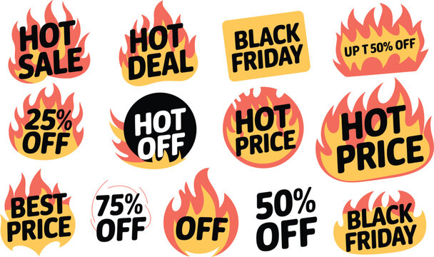 sale hot price sticker pack vector for ecommerce sale graphics