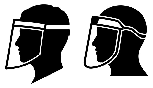 protective face shield people icon set