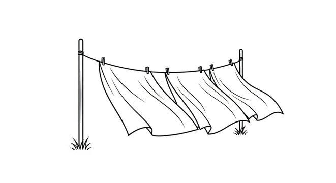 Clothes Hanging on a Line Outdoors.