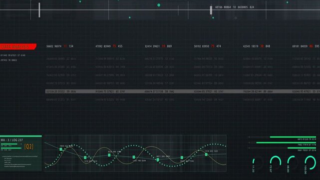 Animated HUD financial candlestick chart showing stock market price movements with rising and falling candles on a dark digital
