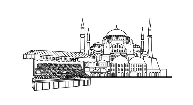 Hagia Sophia and Turkish Delight Stand in Istanbul, Turkey.