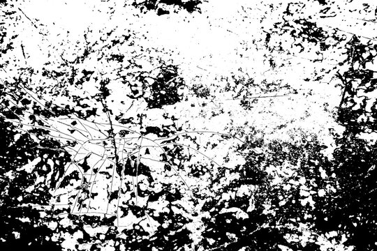 Grungy distressed texture overlay featuring black paint brush strokes and scratch marks on a transparent background