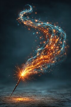 Vector illustration of New Yeara??s Eve sparkler with glowing sparks