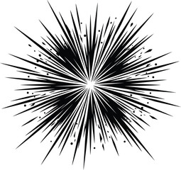 Fototapeta premium Abstract starburst radial splash explosion, black comic flash sparks design element