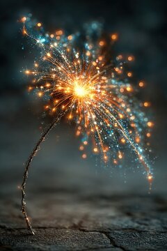 Vector illustration of New Yeara??s Eve sparkler with glowing sparks