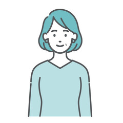 Fototapeta premium ミドル世代の女性の上半身イラスト（正面・通常ポーズ）