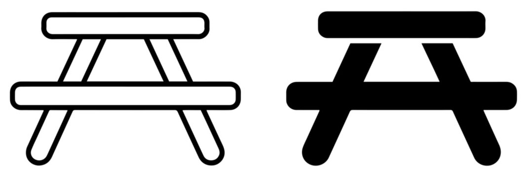 picnic table outline and filled icon