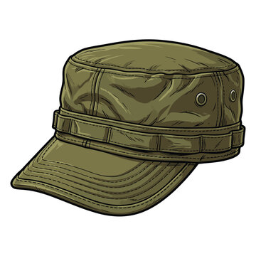 Realistic  army hat Comic Vector Illustration | Armeem&uuml;tze f&uuml;r T-Shirt-Design