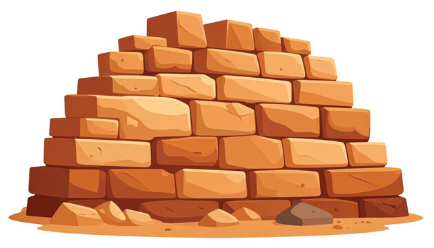 A stack of brown bricks piled.