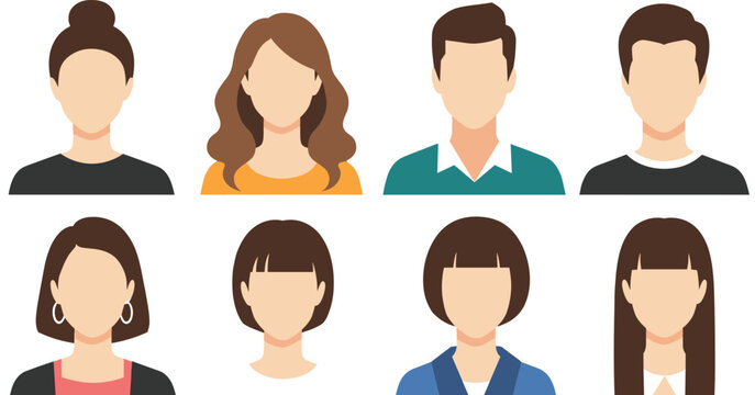 Diverse avatar icons collection with faceless men and women profile pictures for social media corporate team website business profile vector