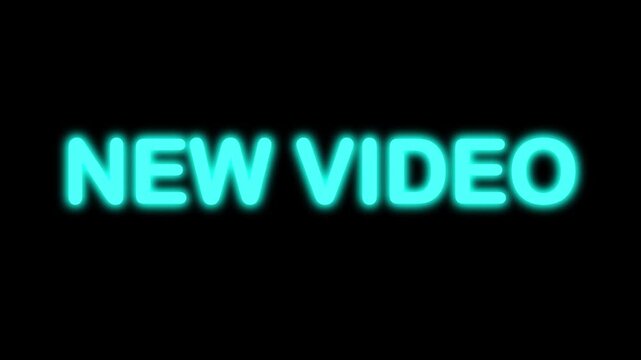 Vlog Title Overlay 'NEW VIDEO' in Red and Cyan Neon Glow with Transparent Alpha Background