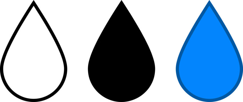 Vector illustration of three teardrop shapes in black, white, and blue