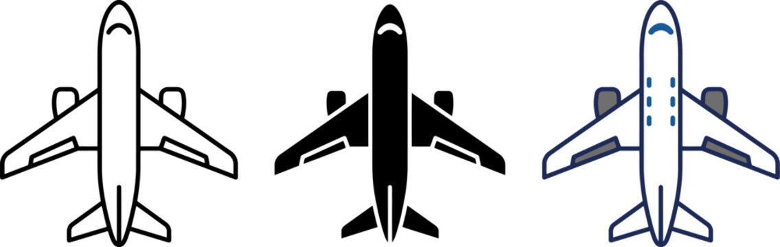 Airplane icons in different styles