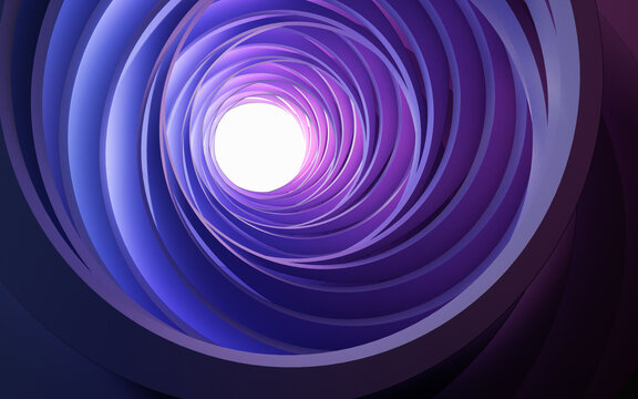 Creative round geometry tunnel background, 3d rendering.