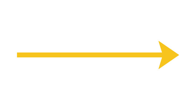 Yellow long arrow vector brush directional indicator for infographics and business graphics