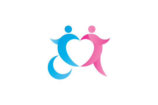 Dynamic Inclusive Community Wheelchair Heart Shapes Abstract Vector Logo