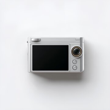Silver Digital Camera on White Background