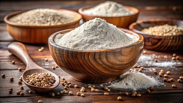 White ragi flour for gluten free baking in a bowl