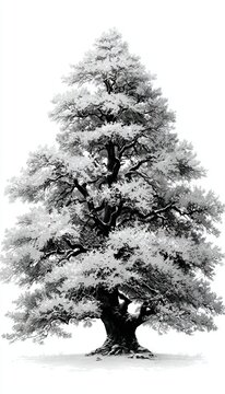 Vector silhouette drawing of winter tree for Christmas themed design