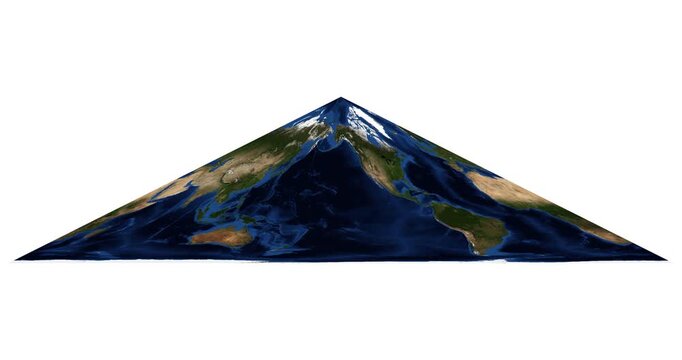 Collignon projection animation. Longitude shift and rotation of Earth's physical map. Detailed global view. June View. Elements of this video furnished by NASA.