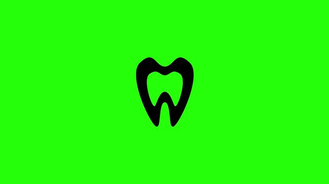 4K horizontal layout featuring a clean human tooth molar dental anatomy silhouette bouncing. Tactical popup dentistry clinic orthodontics application web icon.