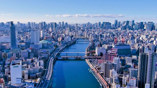 東京　隅田川の空撮