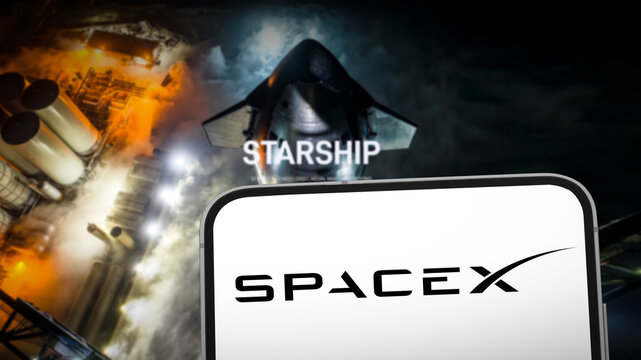SpaceX company logo displayed on mobile device