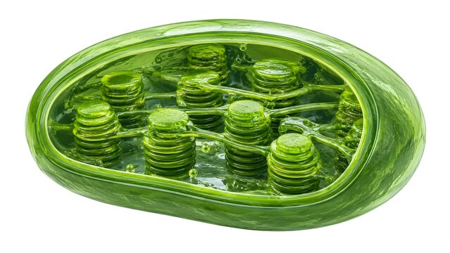 Chloroplast Structure 3D Scientific Botanical Illustration Isolated on White Background
