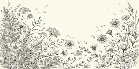 Vintage grunge floral pattern design on old paper texture background with winter snowflake elements © MDSyedAhmed
