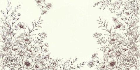 Vintage grunge floral pattern design on old paper texture background with winter snowflake elements © MDSyedAhmed