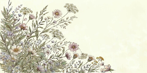 Vintage grunge floral pattern design on old paper texture background with winter snowflake elements © MDSyedAhmed