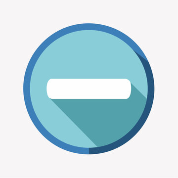 Flat design minus sign icon with long shadow