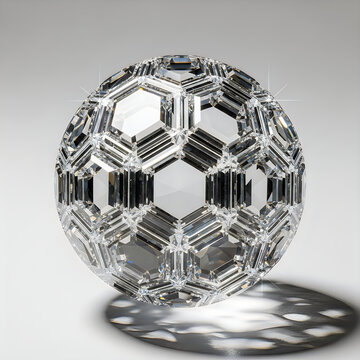 Close-up of a faceted crystal ball with hexagonal pattern