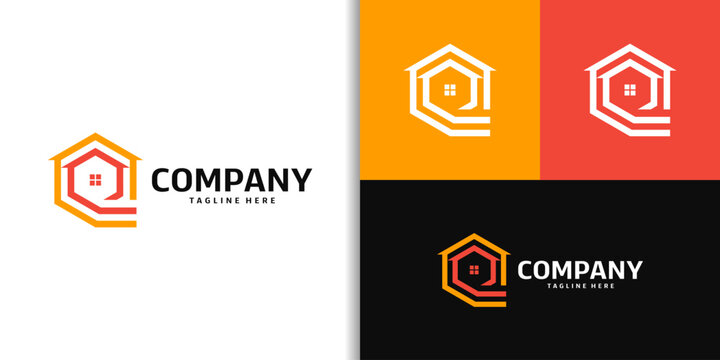 Abstract Hexagonal House Logo Design Template for Real Estate and Property Businesses