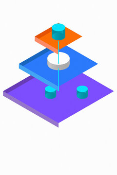 Isometric Vector Flowchart of Agile Scrum Roles and Stacked Project Platforms