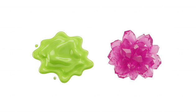 Green Liquid Splatter and Pink Crystal Cluster Set