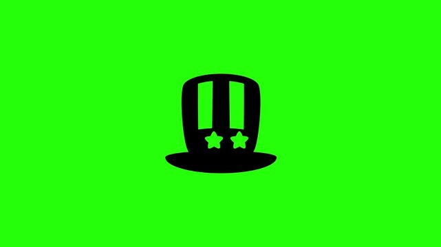Beautiful 4K resolution clip featuring Uncle Sam traditional top hat silhouette bouncing into frame. Creative asset for US history education and national events.