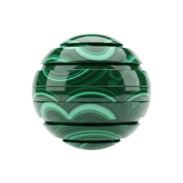 Abstract Spherical Object with Green Malachite Stone Texture