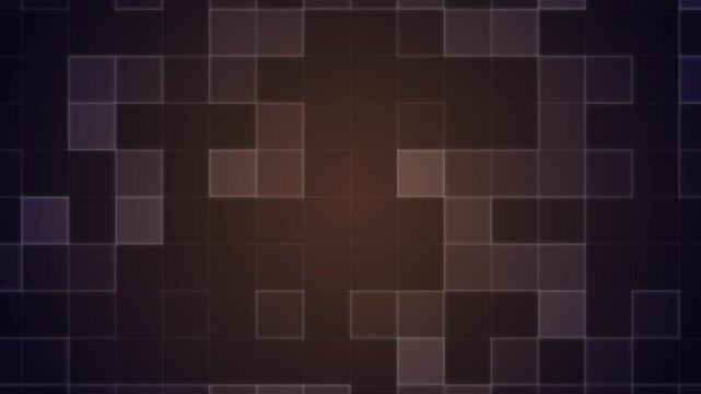 Dark digital grid motion background, with glowing square pixels